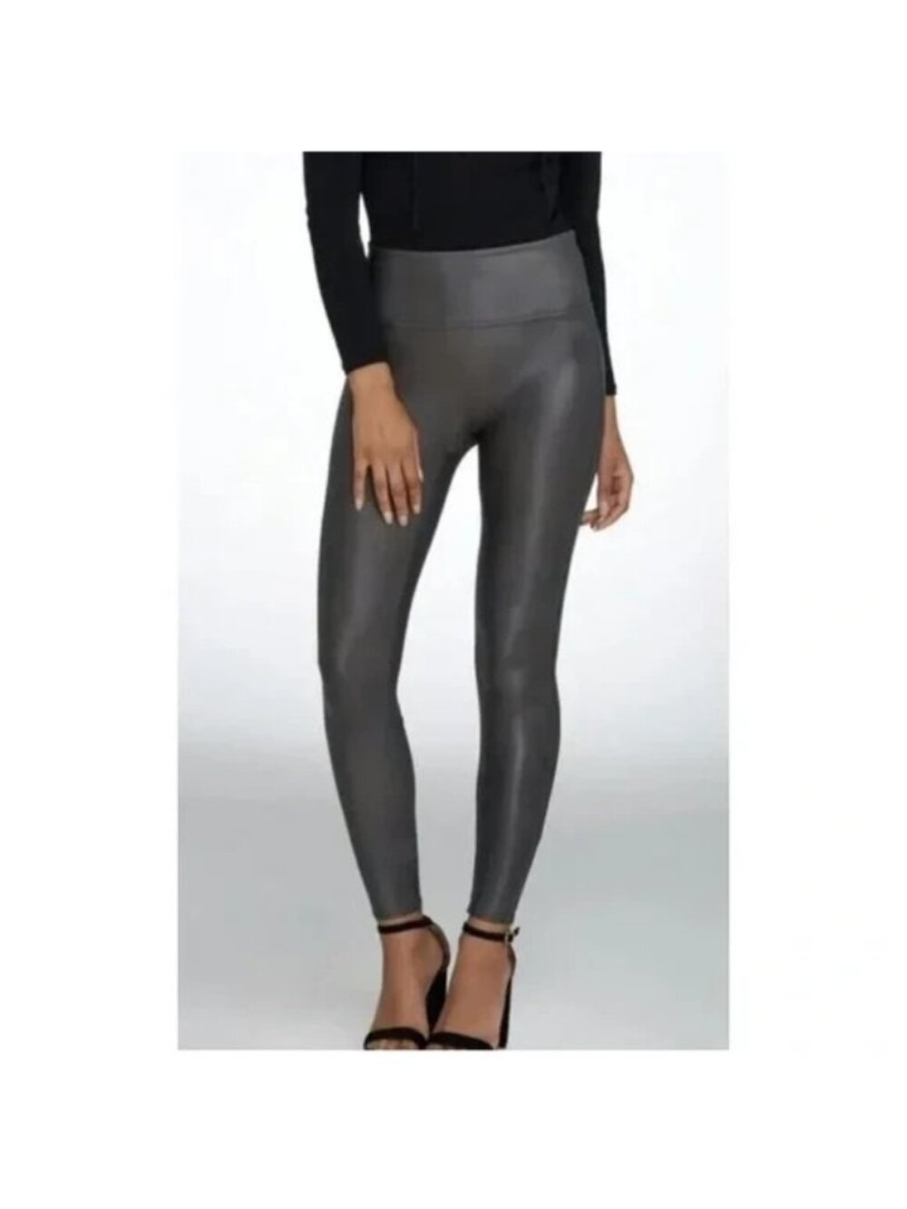 Spanx SPANXshape L Faux Leather Leggings Pewter Grey